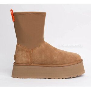 NEW UGG Classic Dipper Boots Womens 9 Platform Suede Winter Boho Fur Cozy